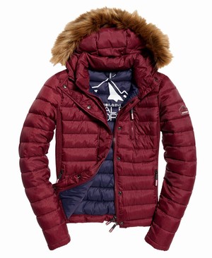 Superdry Fuji Slim Double Cipzár Hooded Női Kabát MélyLila | RCSXY2946